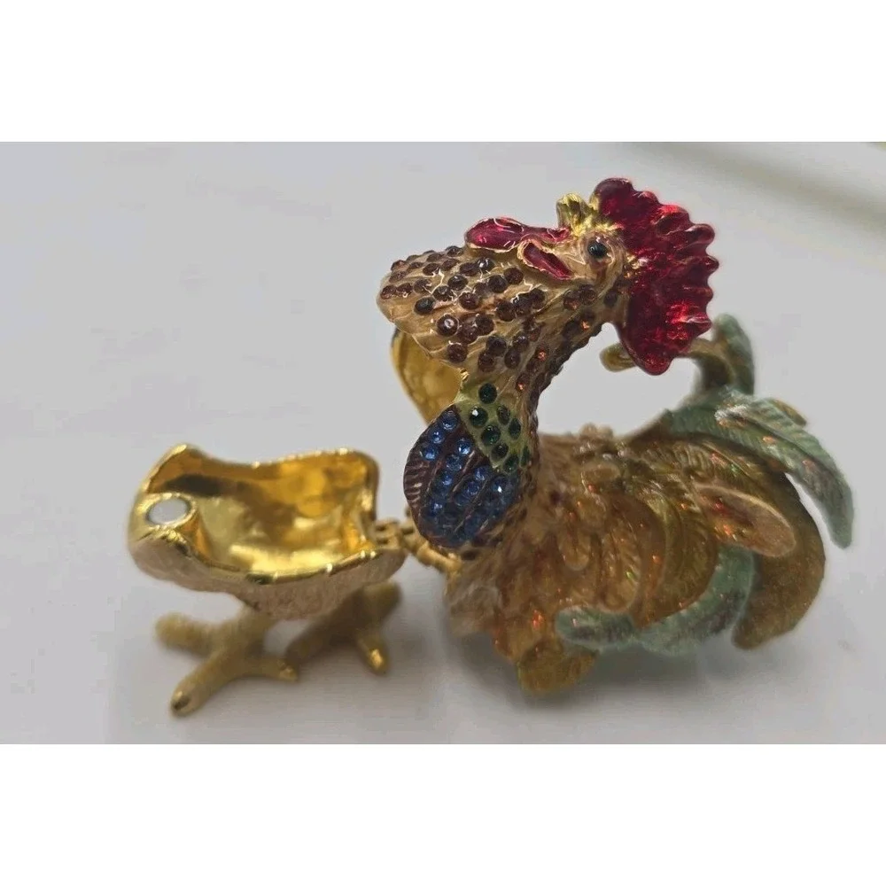 Leonardo Collection Jeweled Rooster Trinket Box Rhinestone Figurine Vintage